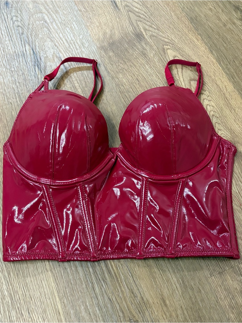 Patent leather red corset bustier